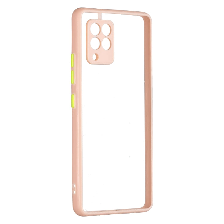 For Samsung Galaxy A42 5G Transparent PC+TPU Phone Case with Contrast Color Button