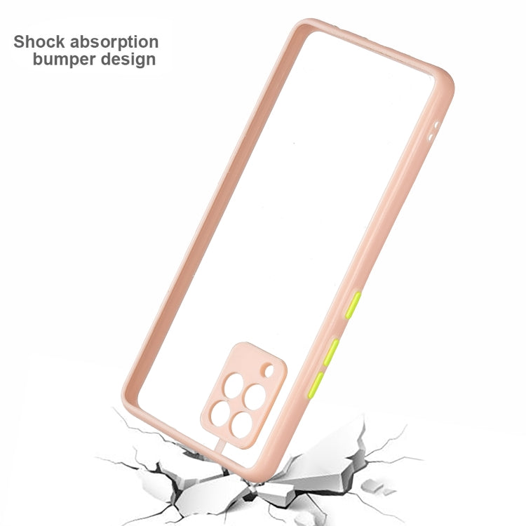 For Samsung Galaxy A42 5G Transparent PC+TPU Phone Case with Contrast Color Button