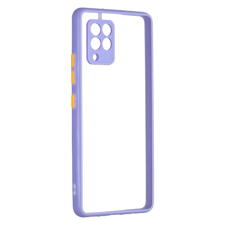 For Samsung Galaxy A42 5G Transparent PC+TPU Phone Case with Contrast Color Button