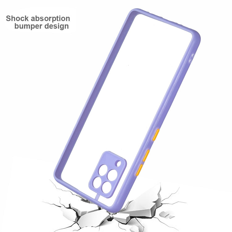 For Samsung Galaxy A42 5G Transparent PC+TPU Phone Case with Contrast Color Button