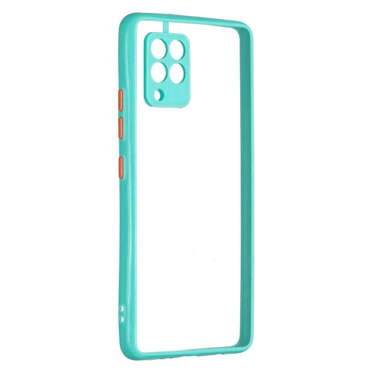 For Samsung Galaxy A42 5G Transparent PC+TPU Phone Case with Contrast Color Button