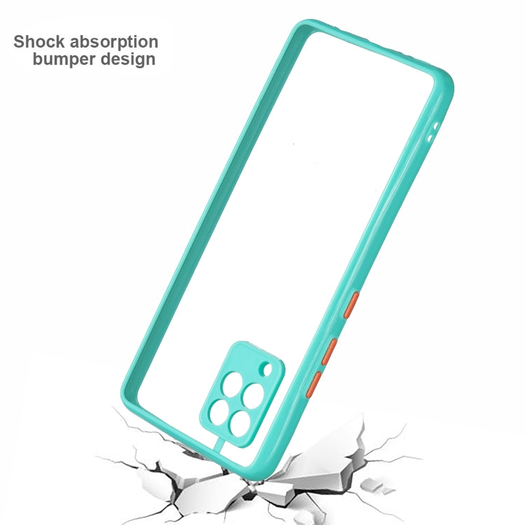 For Samsung Galaxy A42 5G Transparent PC+TPU Phone Case with Contrast Color Button