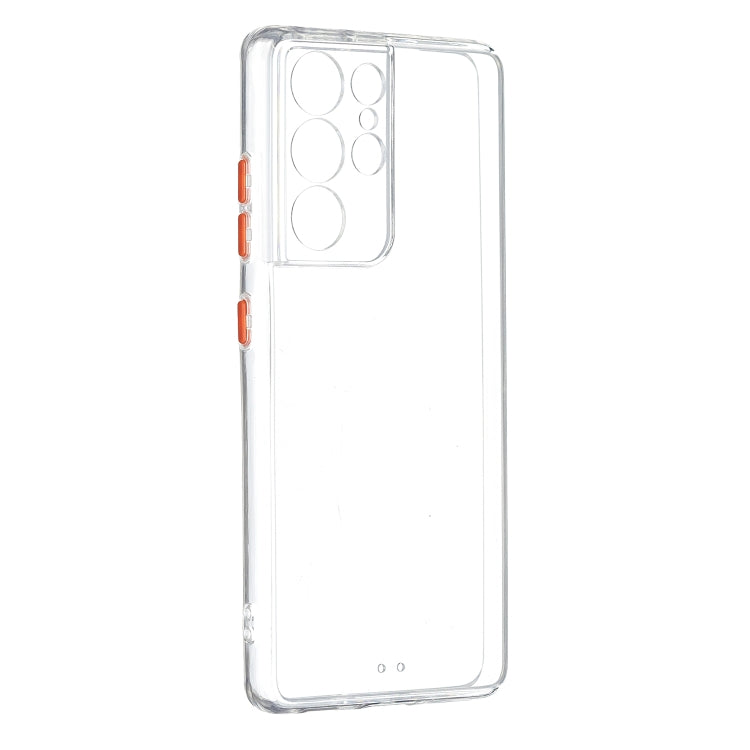 For Samsung Galaxy S21 Ultra 5G Transparent PC+TPU Phone Case with Contrast Color Button