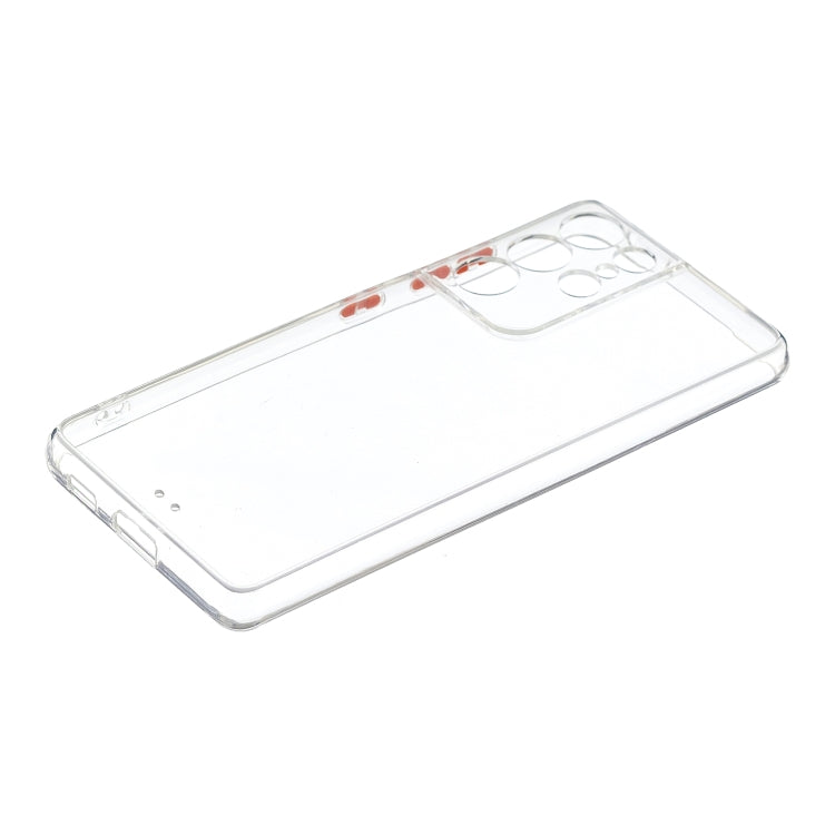For Samsung Galaxy S21 Ultra 5G Transparent PC+TPU Phone Case with Contrast Color Button
