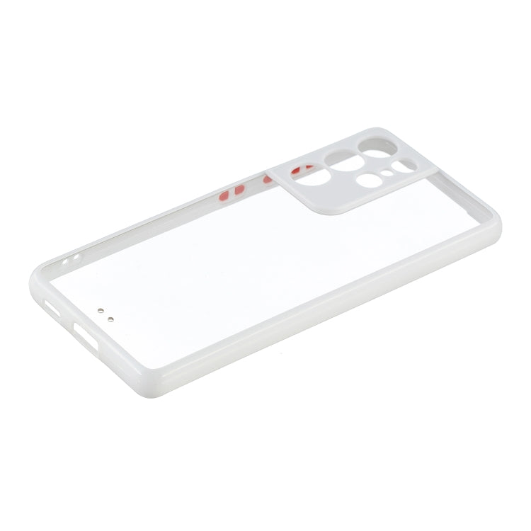 For Samsung Galaxy S21 Ultra 5G Transparent PC+TPU Phone Case with Contrast Color Button