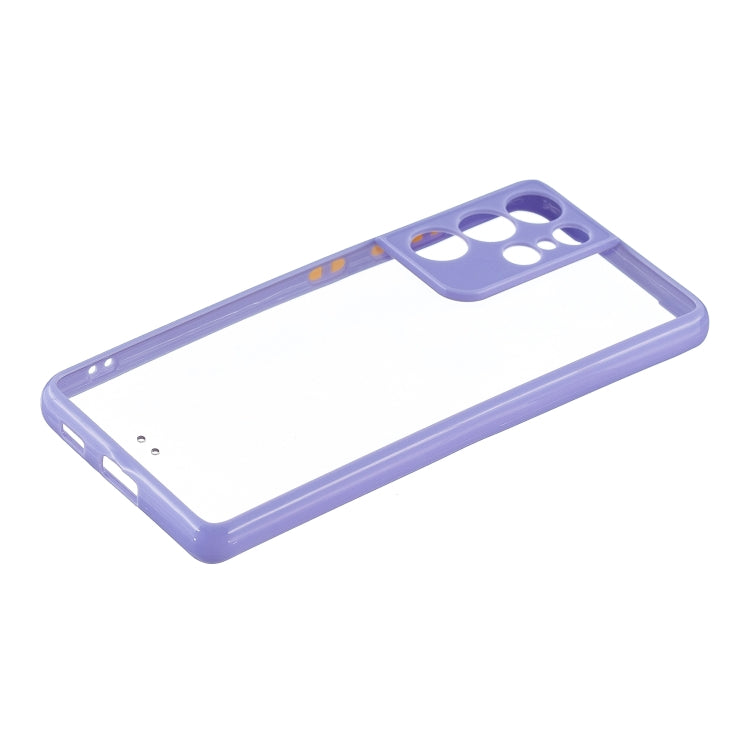 For Samsung Galaxy S21 Ultra 5G Transparent PC+TPU Phone Case with Contrast Color Button