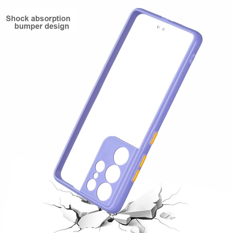 For Samsung Galaxy S21 Ultra 5G Transparent PC+TPU Phone Case with Contrast Color Button