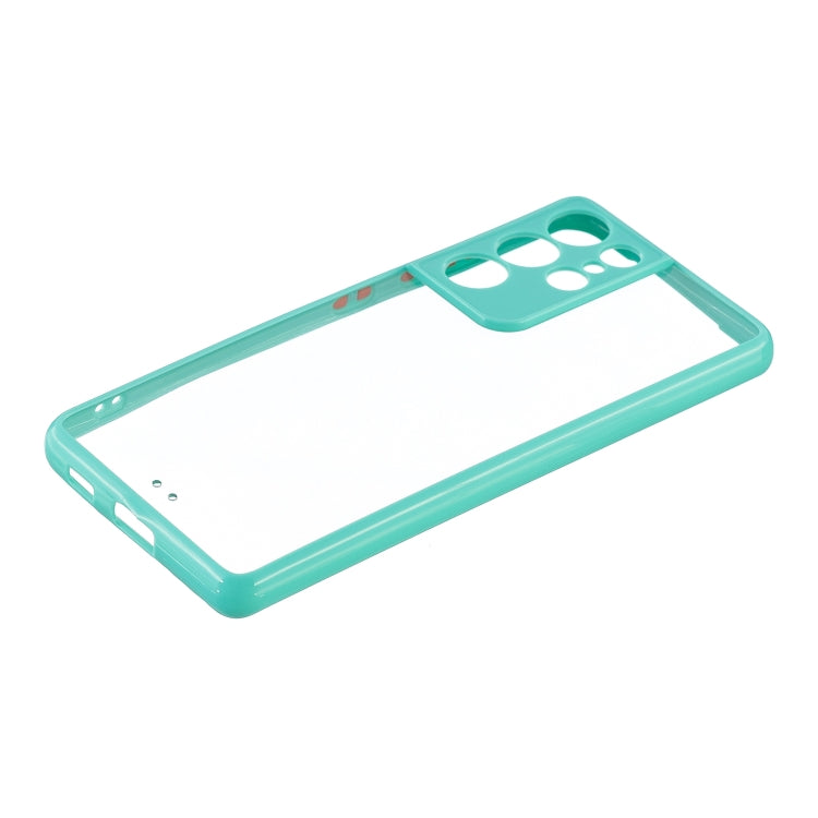 For Samsung Galaxy S21 Ultra 5G Transparent PC+TPU Phone Case with Contrast Color Button