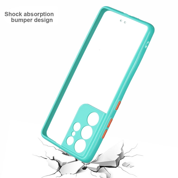 For Samsung Galaxy S21 Ultra 5G Transparent PC+TPU Phone Case with Contrast Color Button