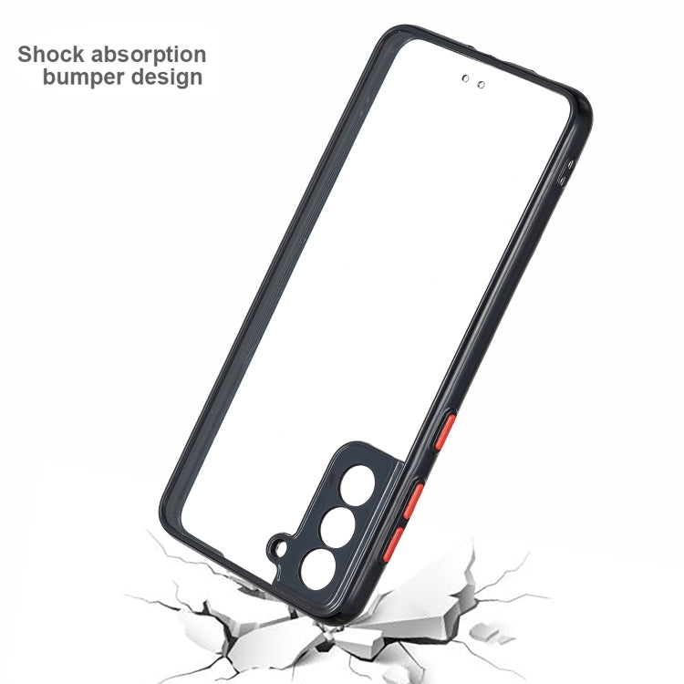 For Samsung Galaxy S21+ 5G Transparent PC+TPU Phone Case with Contrast Color Button
