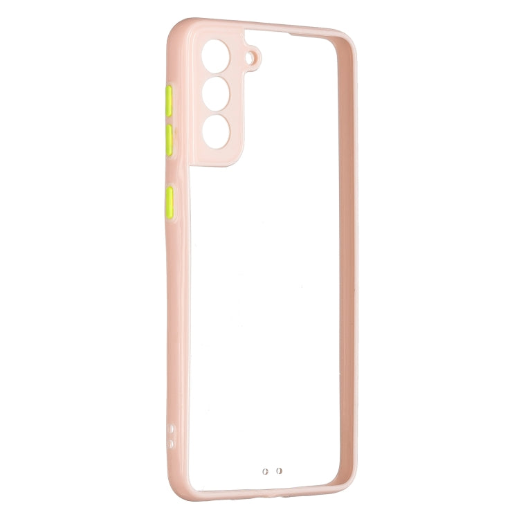 For Samsung Galaxy S21+ 5G Transparent PC+TPU Phone Case with Contrast Color Button