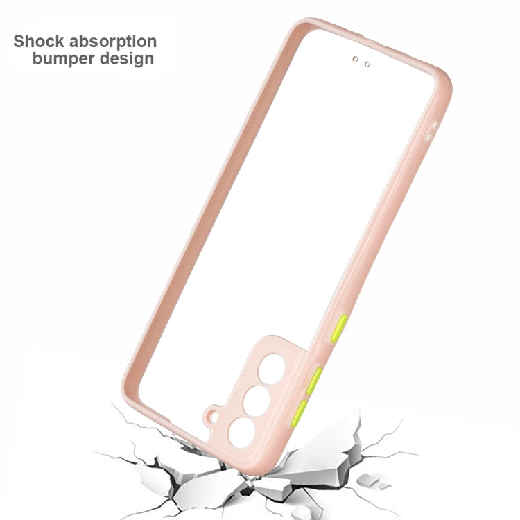 For Samsung Galaxy S21+ 5G Transparent PC+TPU Phone Case with Contrast Color Button