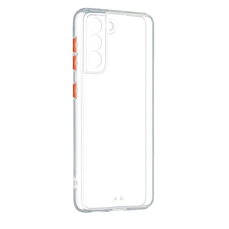 For Samsung Galaxy S21 5G Transparent PC+TPU Phone Case with Contrast Color Button