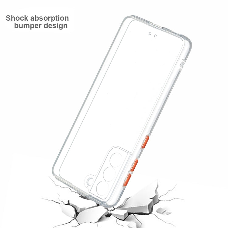 For Samsung Galaxy S21 5G Transparent PC+TPU Phone Case with Contrast Color Button