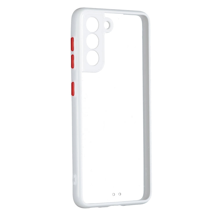 For Samsung Galaxy S21 5G Transparent PC+TPU Phone Case with Contrast Color Button