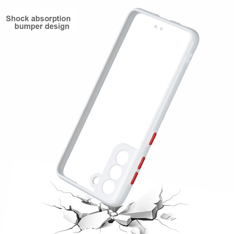 For Samsung Galaxy S21 5G Transparent PC+TPU Phone Case with Contrast Color Button
