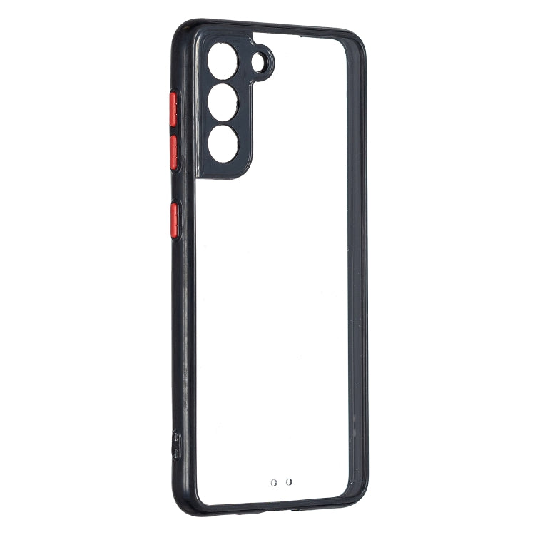 For Samsung Galaxy S21 5G Transparent PC+TPU Phone Case with Contrast Color Button