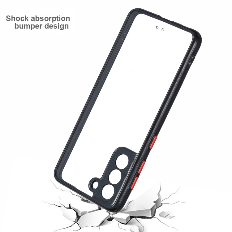 For Samsung Galaxy S21 5G Transparent PC+TPU Phone Case with Contrast Color Button