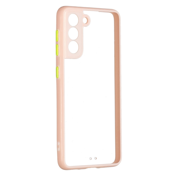 For Samsung Galaxy S21 5G Transparent PC+TPU Phone Case with Contrast Color Button