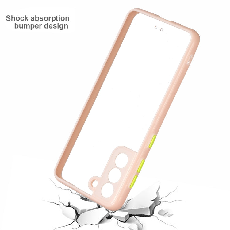 For Samsung Galaxy S21 5G Transparent PC+TPU Phone Case with Contrast Color Button
