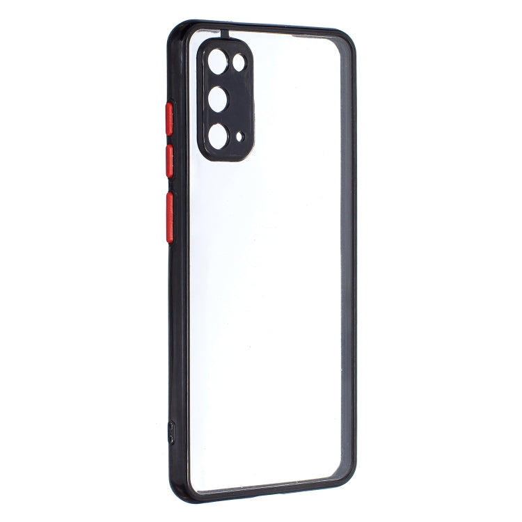 For Samsung Galaxy S20 Transparent PC+TPU Phone Case with Contrast Color Button