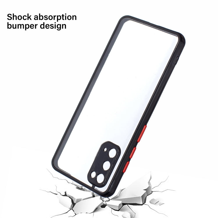 For Samsung Galaxy S20 Transparent PC+TPU Phone Case with Contrast Color Button