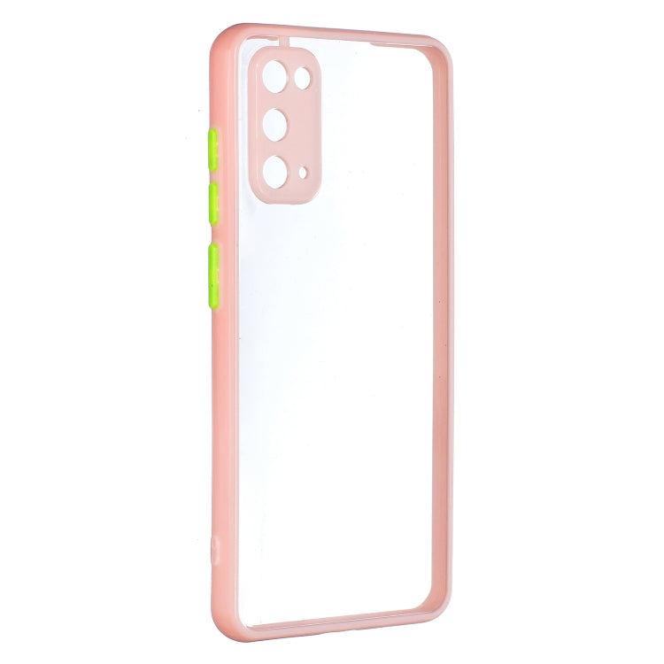 For Samsung Galaxy S20 Transparent PC+TPU Phone Case with Contrast Color Button