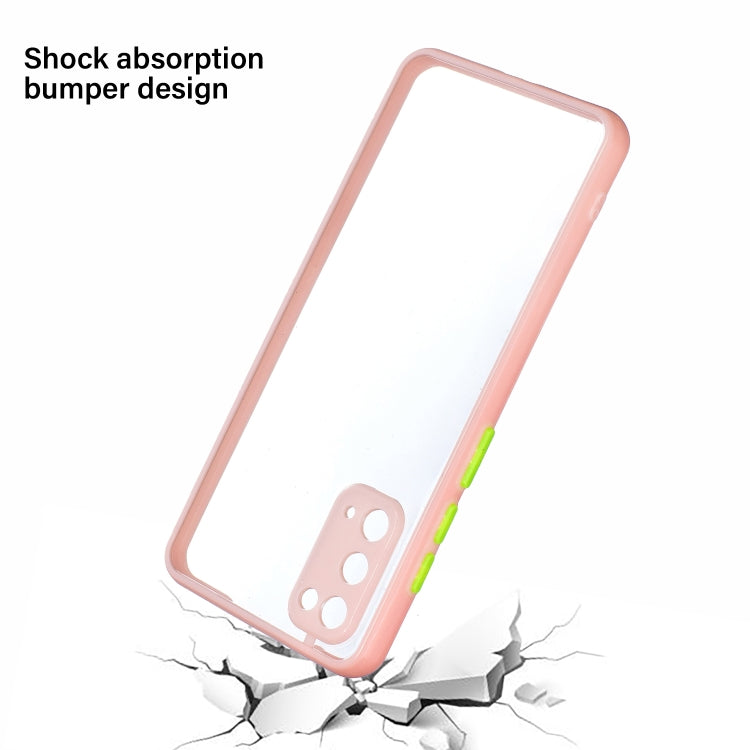 For Samsung Galaxy S20 Transparent PC+TPU Phone Case with Contrast Color Button