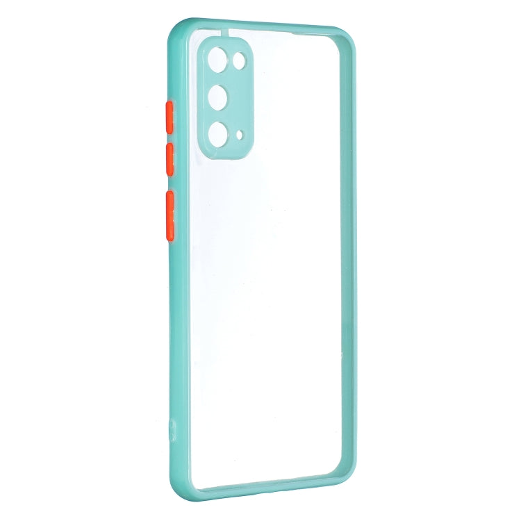 For Samsung Galaxy S20 Transparent PC+TPU Phone Case with Contrast Color Button