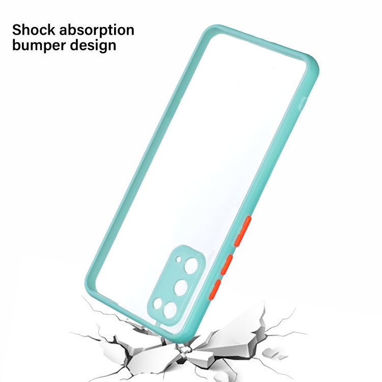 For Samsung Galaxy S20 Transparent PC+TPU Phone Case with Contrast Color Button