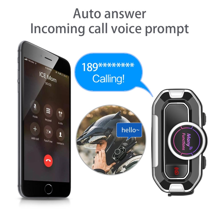 JEDX-V9 Motorcycle Helmet Bluetooth Headset Bluetooth 5.0 Interphone FM Radio Automatic Answering