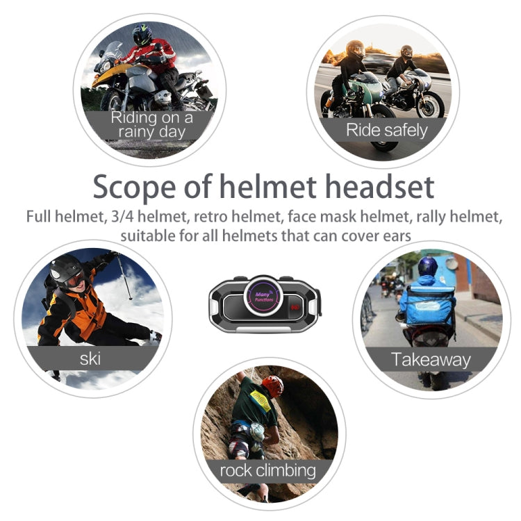 JEDX-V9 Motorcycle Helmet Bluetooth Headset Bluetooth 5.0 Interphone FM Radio Automatic Answering