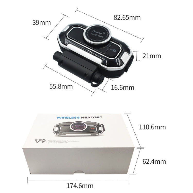 JEDX-V9 Motorcycle Helmet Bluetooth Headset Bluetooth 5.0 Interphone FM Radio Automatic Answering