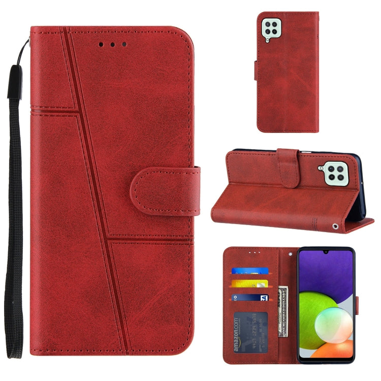 Stitching Calf Texture Buckle Horizontal Flip Leather Case with Holder & Card Slots & Wallet & Lanyard For Galaxy A22 4G
