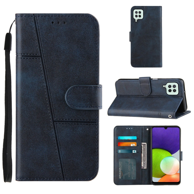 Stitching Calf Texture Buckle Horizontal Flip Leather Case with Holder & Card Slots & Wallet & Lanyard For Galaxy A22 4G