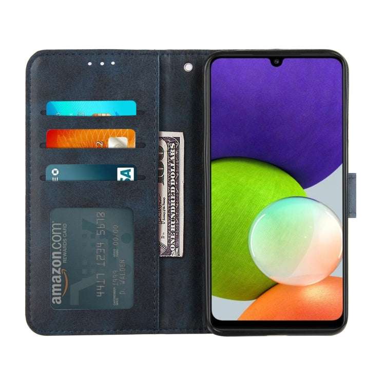 Stitching Calf Texture Buckle Horizontal Flip Leather Case with Holder & Card Slots & Wallet & Lanyard For Galaxy A22 4G