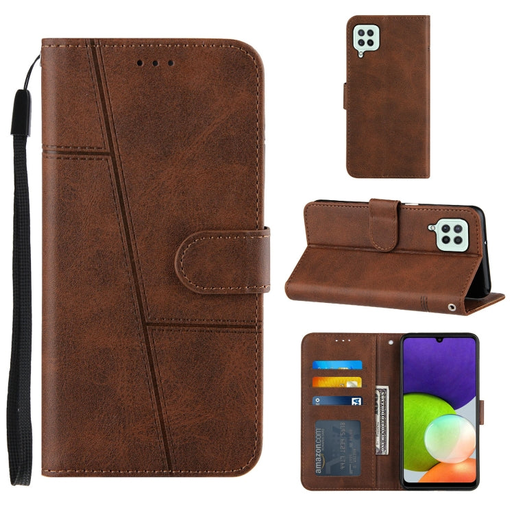 Stitching Calf Texture Buckle Horizontal Flip Leather Case with Holder & Card Slots & Wallet & Lanyard For Galaxy A22 4G