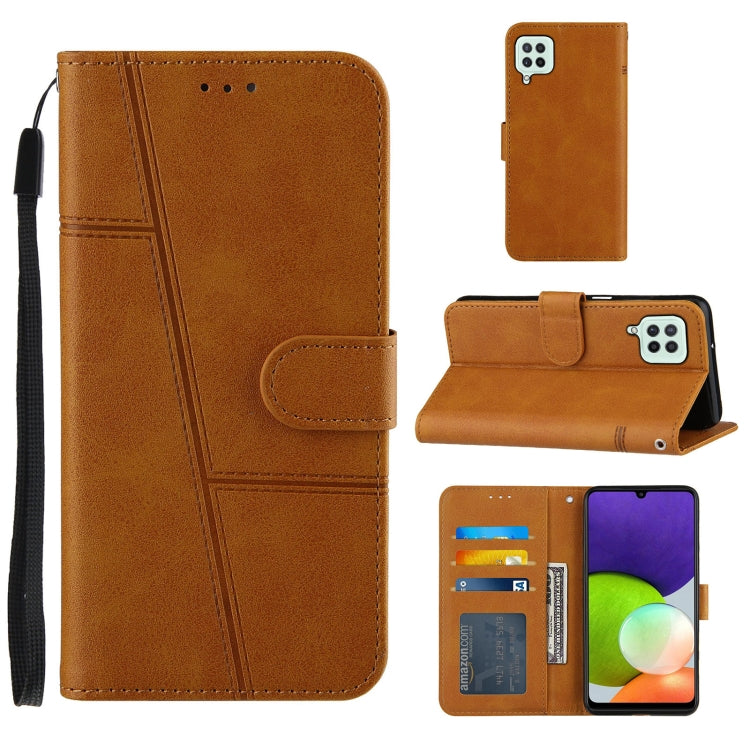 Stitching Calf Texture Buckle Horizontal Flip Leather Case with Holder & Card Slots & Wallet & Lanyard For Galaxy A22 4G