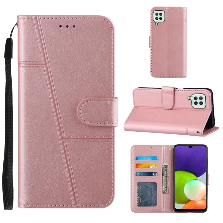 Stitching Calf Texture Buckle Horizontal Flip Leather Case with Holder & Card Slots & Wallet & Lanyard For Galaxy A22 4G