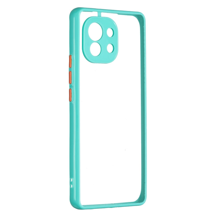 Transparent PC+TPU Phone Case with Contrast Color Button For Xiaomi Mi 11