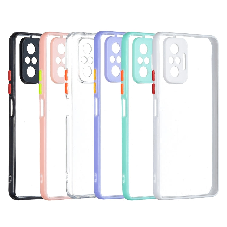 Transparent PC+TPU Phone Case with Contrast Color Button For Xiaomi Redmi Note 10 Pro / Note 10 Max