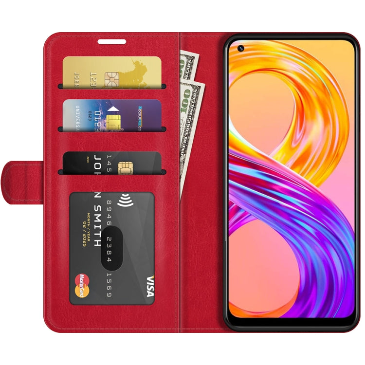 For OPPO Realme 8 / 8 Pro 4G R64 Texture Single Horizontal Flip Protective Case with Holder & Card Slots & Wallet& Photo Frame