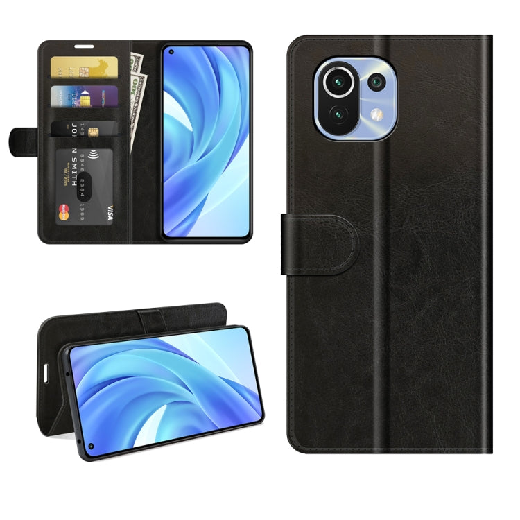 For Xiaomi Mi 11 Lite 4G / 5G R64 Texture Single Horizontal Flip Protective Case with Holder & Card Slots & Wallet& Photo Frame