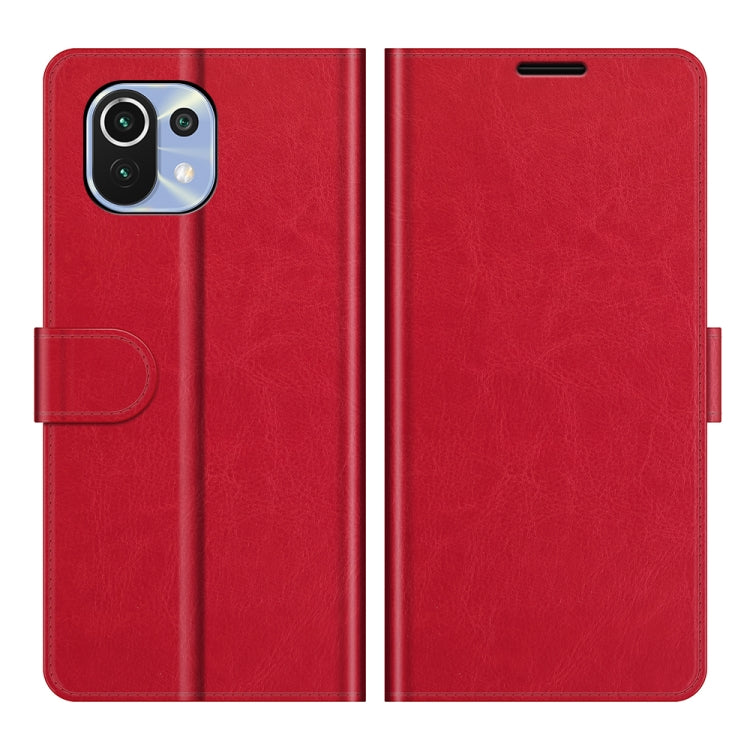 For Xiaomi Mi 11 Lite 4G / 5G R64 Texture Single Horizontal Flip Protective Case with Holder & Card Slots & Wallet& Photo Frame