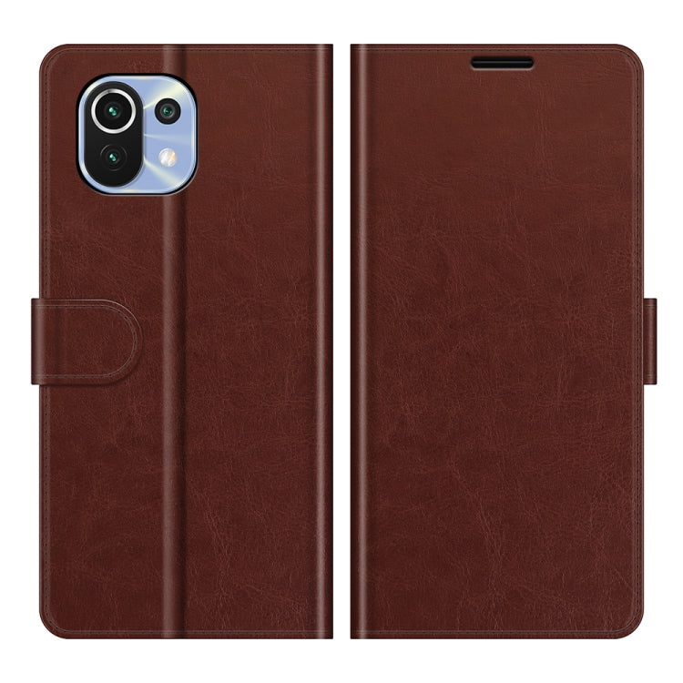 For Xiaomi Mi 11 Lite 4G / 5G R64 Texture Single Horizontal Flip Protective Case with Holder & Card Slots & Wallet& Photo Frame