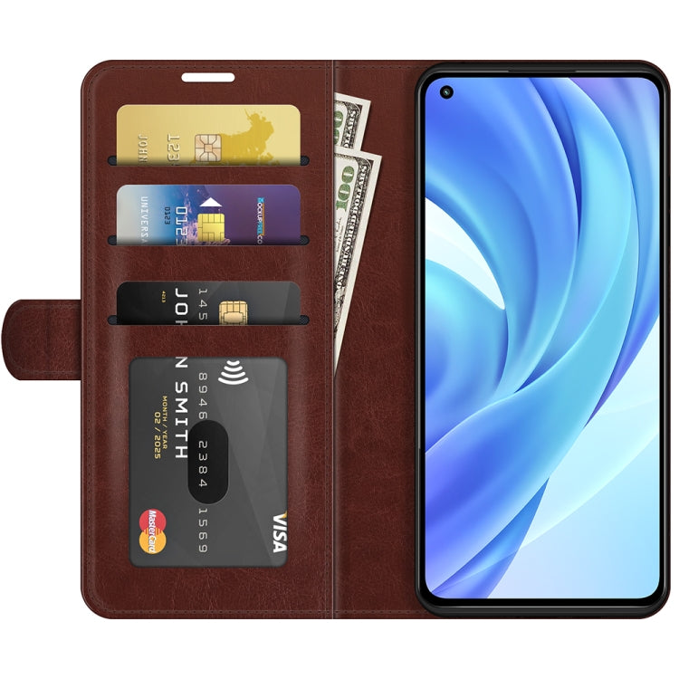 For Xiaomi Mi 11 Lite 4G / 5G R64 Texture Single Horizontal Flip Protective Case with Holder & Card Slots & Wallet& Photo Frame