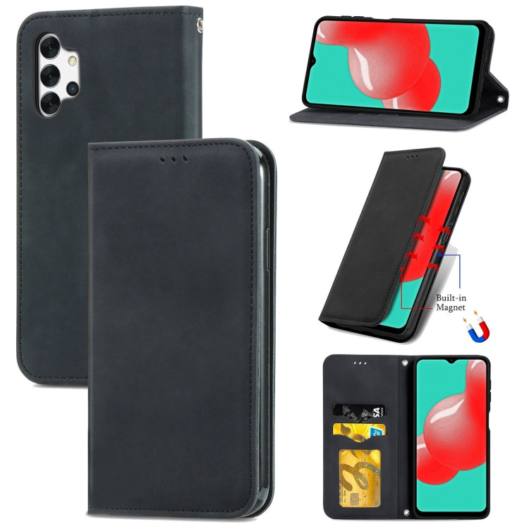 For Samsung Galaxy A32 4G Retro Skin Feel Business Magnetic Horizontal Flip Leather Case With Holder & Card Slots & Wallet & Photo Frame