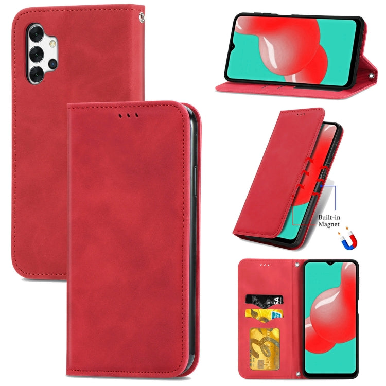 For Samsung Galaxy A32 4G Retro Skin Feel Business Magnetic Horizontal Flip Leather Case With Holder & Card Slots & Wallet & Photo Frame
