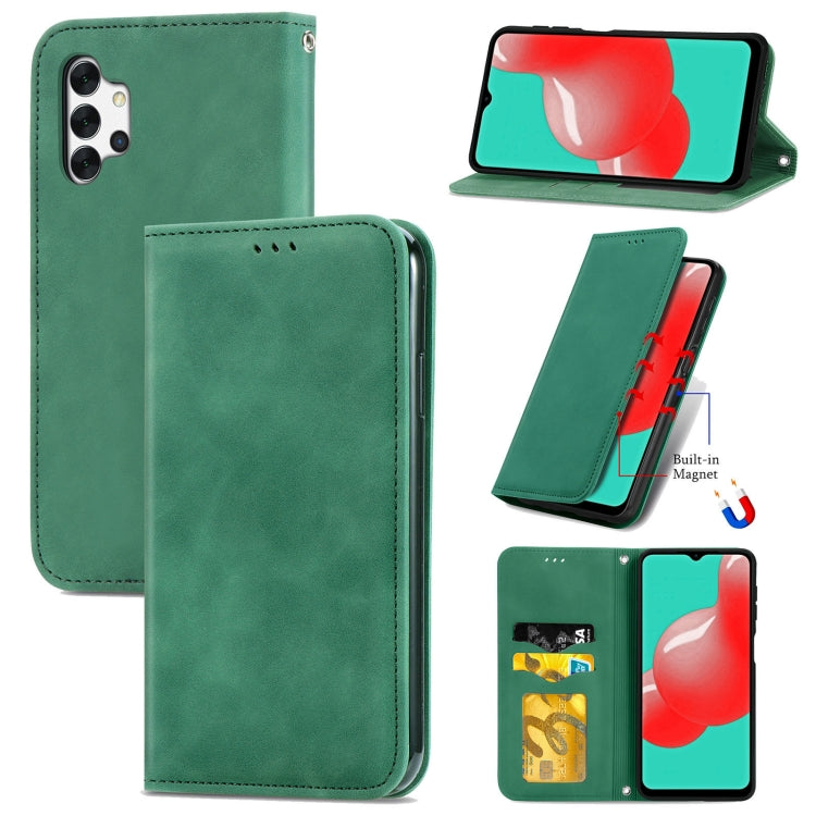 For Samsung Galaxy A32 4G Retro Skin Feel Business Magnetic Horizontal Flip Leather Case With Holder & Card Slots & Wallet & Photo Frame