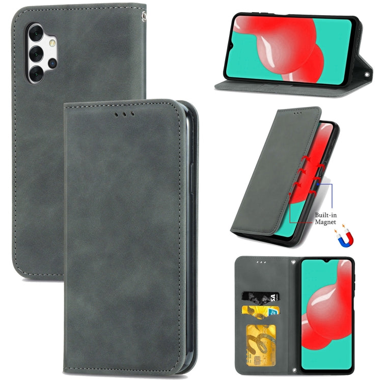 For Samsung Galaxy A32 4G Retro Skin Feel Business Magnetic Horizontal Flip Leather Case With Holder & Card Slots & Wallet & Photo Frame